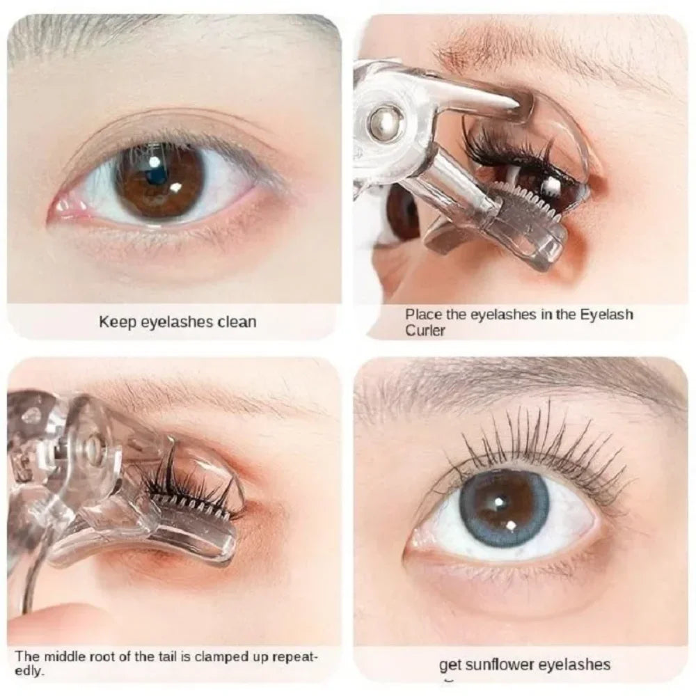 Wide clip eyelash curler for natural curl