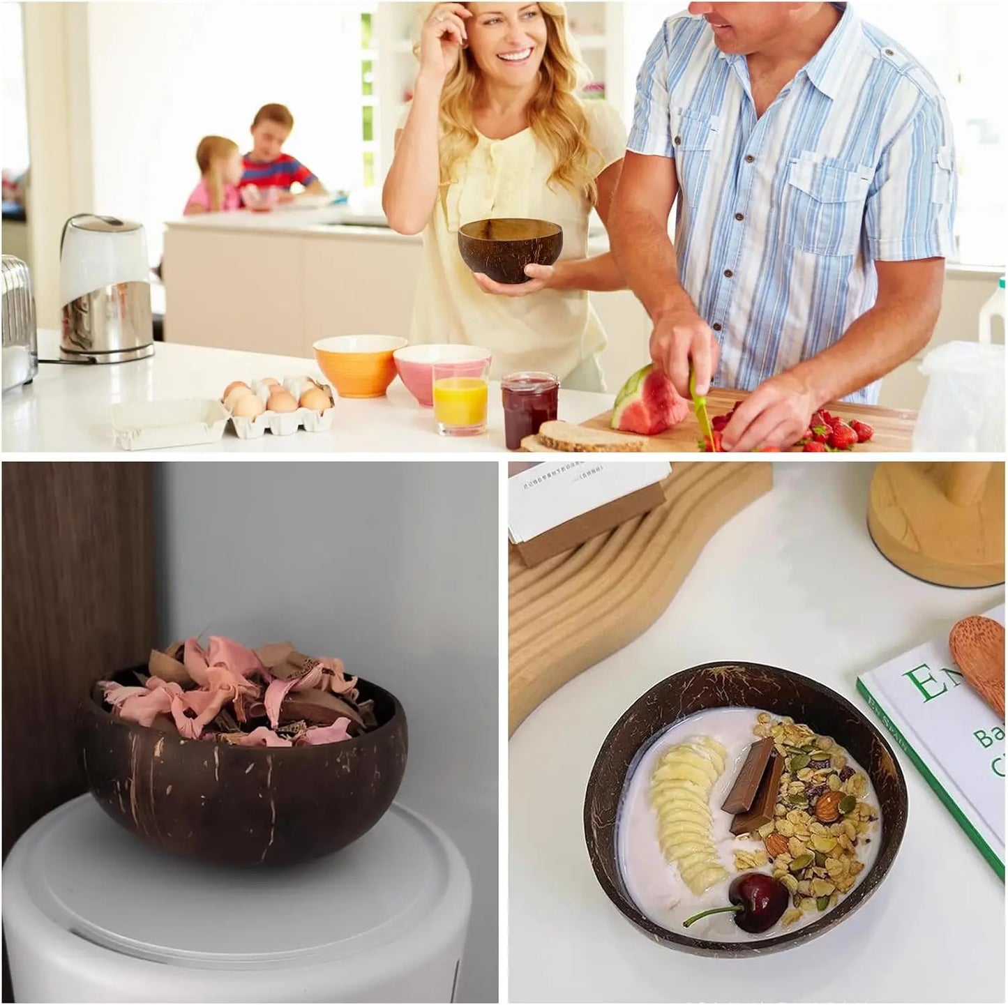 Coconut bowl and spoon eco-friendly set
