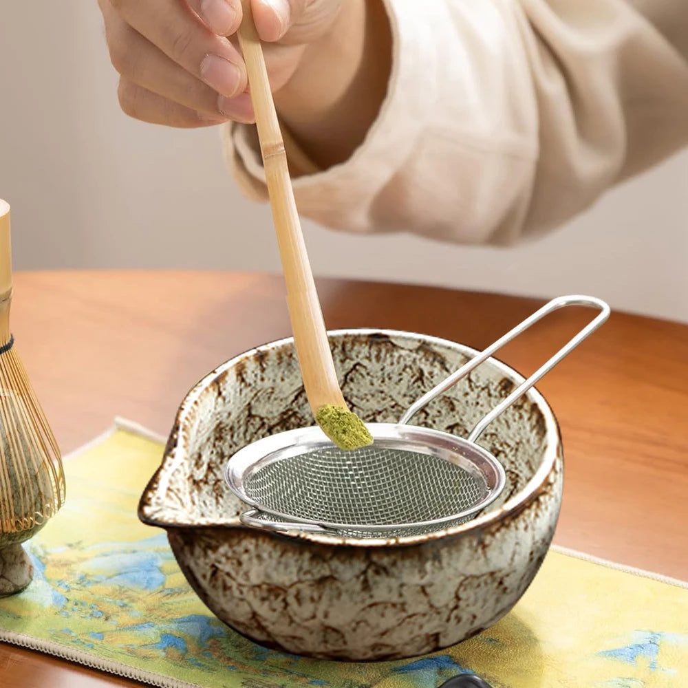 Bamboo matcha whisk holder and teaspoon