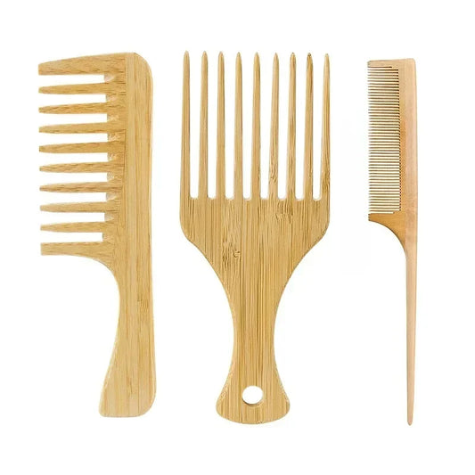 Bamboo wide-tooth hair comb natural wood