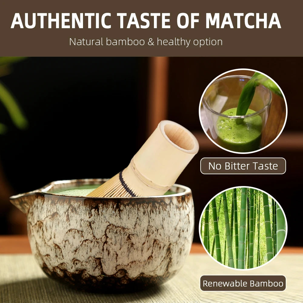 Matcha whisk and bamboo bowl set