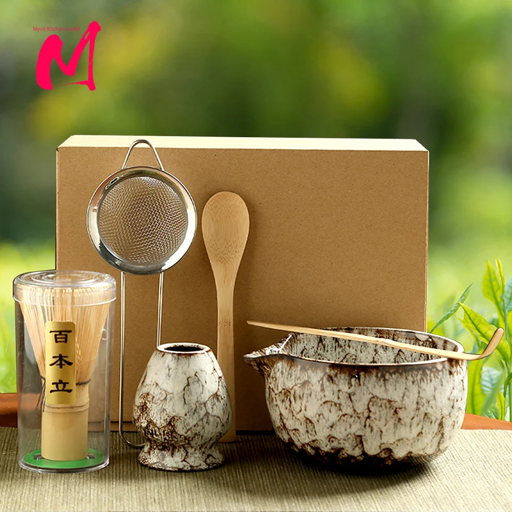 Japanese bamboo matcha tea set 6 pieces