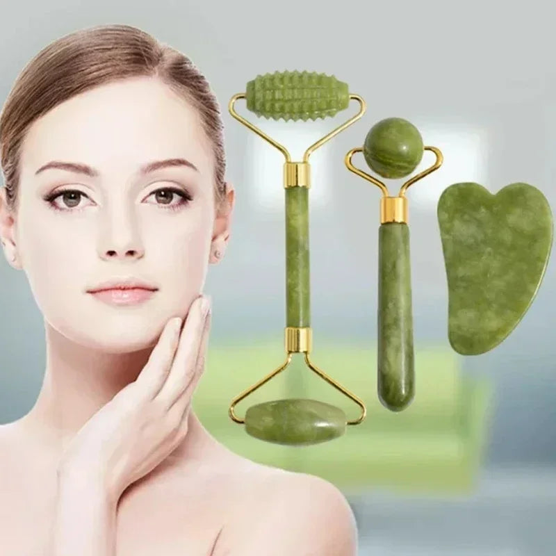 Jade roller face massager close-up