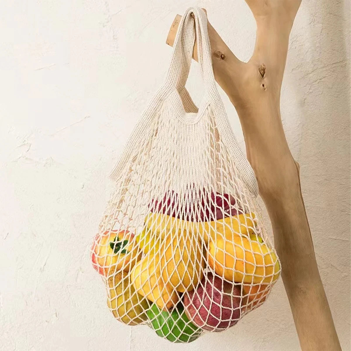 Reusable cotton mesh produce bag