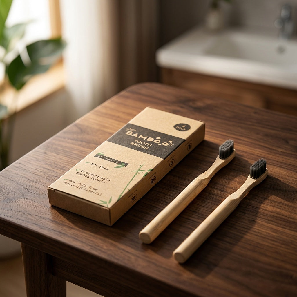 Biodegradable Bamboo Toothbrush — 4-Pack Family Set