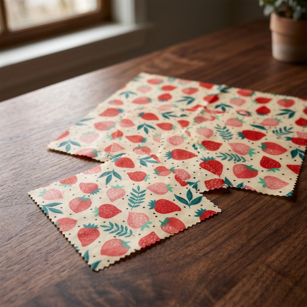 Organic Beeswax Food Wraps — 3-Piece Set (S, M, L)