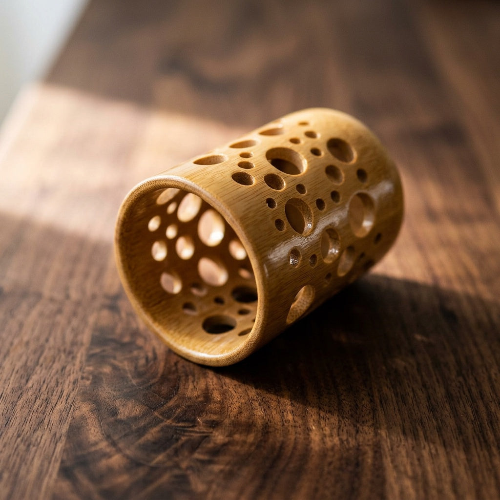 Bamboo Toothbrush Cup Holder — Drainage Design Bathroom Organizer